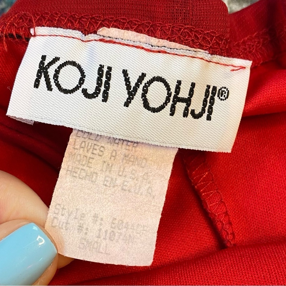 Vintage 90s Koji Yohji Red Spaghetti Strap Mini Dress Size Small - Picture 4 of 5